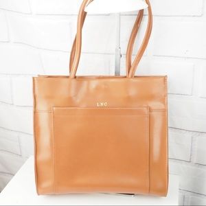 Lillian Vernon brown leather tote shoulder bag